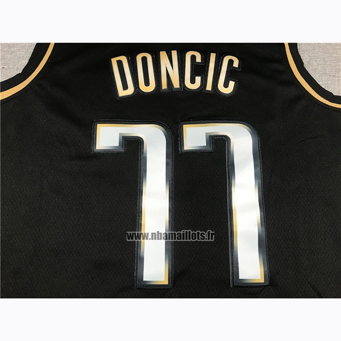 Maillot Golden Edition Dallas Mavericks No 77 Luka Doncic 2020-21 Noir